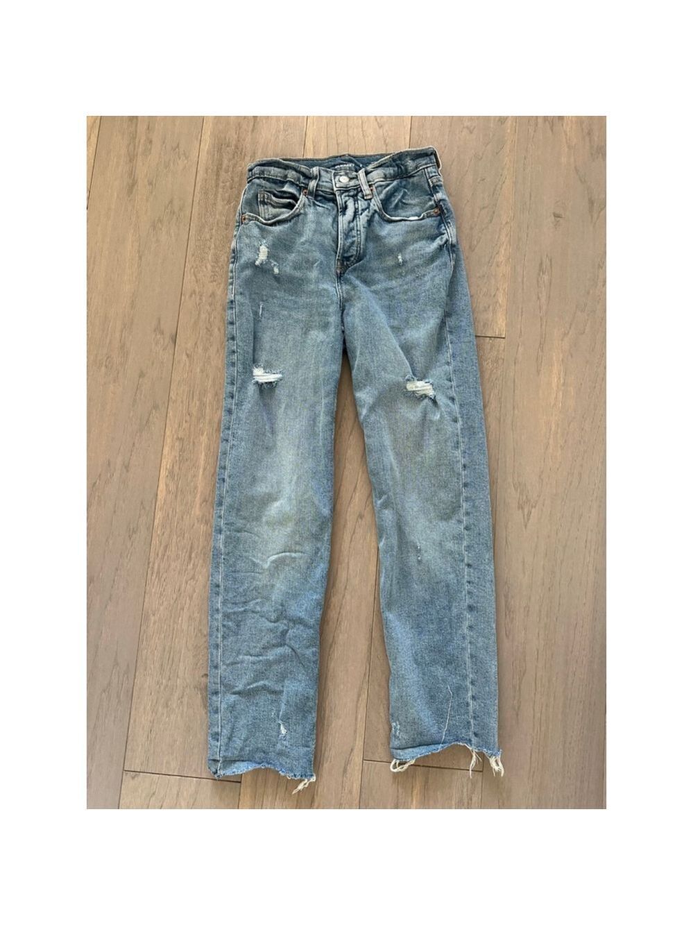 Old Navy Extra High Rise Straight Leg Jeans Blue Size 0